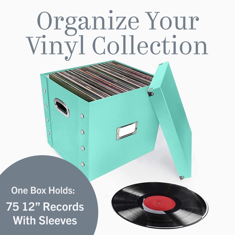 Snap-N-Store Vinyl Record Storage Box - 12" - 1 Pack- Crate Holds up to 75 Vinyl Albums - Mint - Image 4